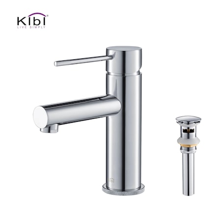 Kibi Circular X Single Handle Bathroom Vanity Sink Faucet with Pop Up Drain C-KBF1010CH-KPW100CH